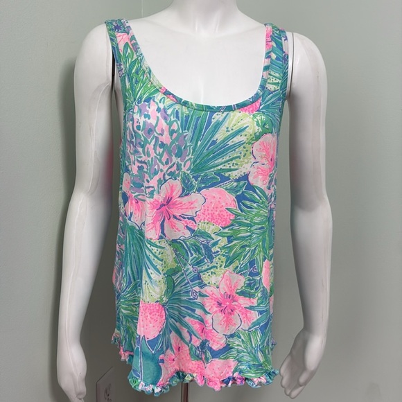 Lilly Pulitzer Ruffle PJ Tank Multi Swizzle Small - Picture 2 of 7